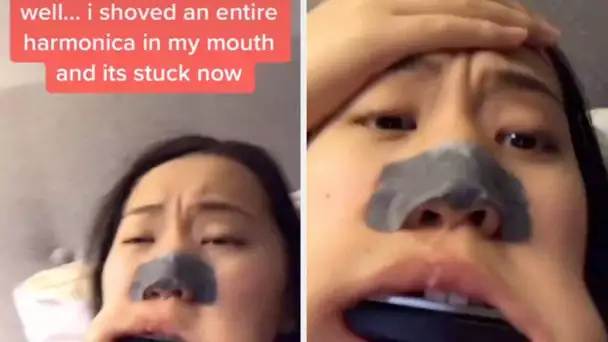 Une adolescente sur TikTok a dû aller à l'hôpital après avoir coincé un harmonica dans sa bouche