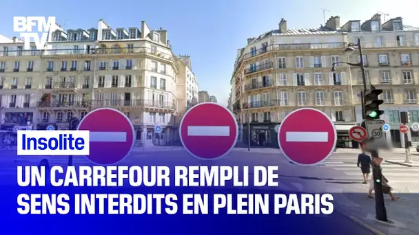 Un carrefour rempli de sens interdits en plein Paris