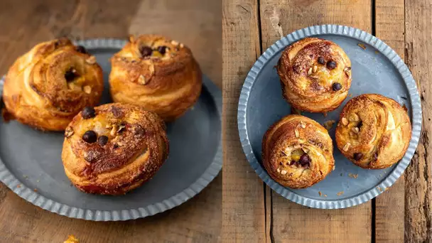 Recette sucrée - Brioche feuilletée kaki citron vert noisettes