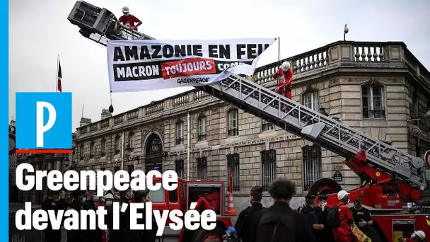 Greenpeace devant l'Elysée pour dénoncer l'inaction de Macron contre « l'Amazonie en feu »