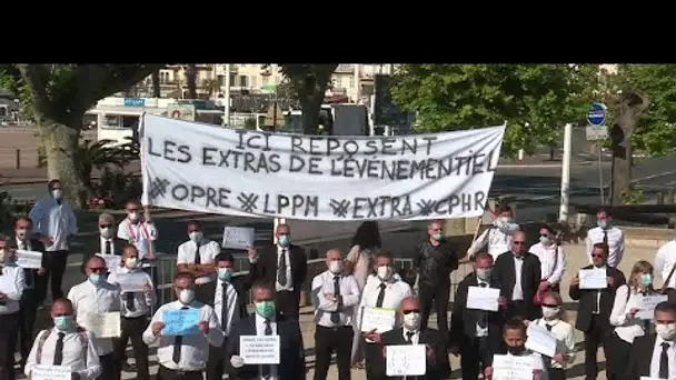 Manifestation des "Intermittents" de la restauration à Cannes