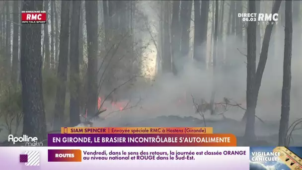 En Gironde, le brasier incontrôlable s'autoalimente