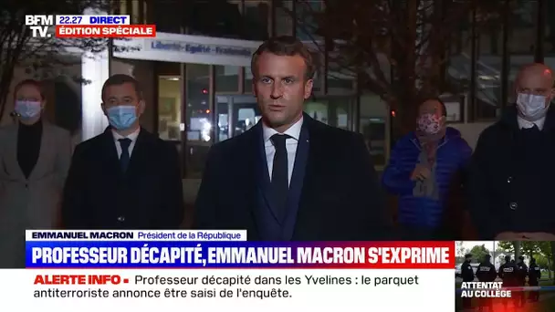 Le discours d'Emmanuel Macron après l'assassinat d'un professeur à Conflans-Saint-Honorine