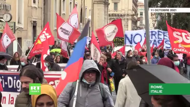 Rome : des centaines de grévistes manifestent contre le pass sanitaire pour les salariés