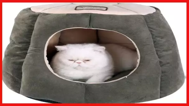 Armarkat Cat Bed, Laurel Green and Beige