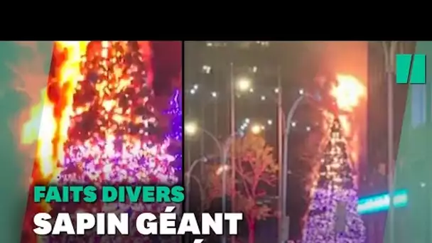 À New York, le sapin de Noël géant de Fox News incendié