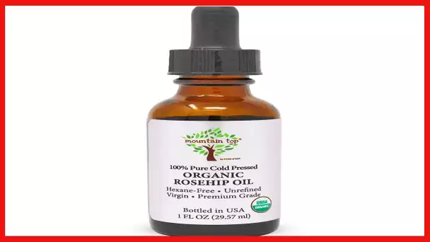 MOUNTAIN TOP Rosehip Seed Oil USDA Organic 100% Pure Cold Pressed Unrefined - Premium Grade Pure
