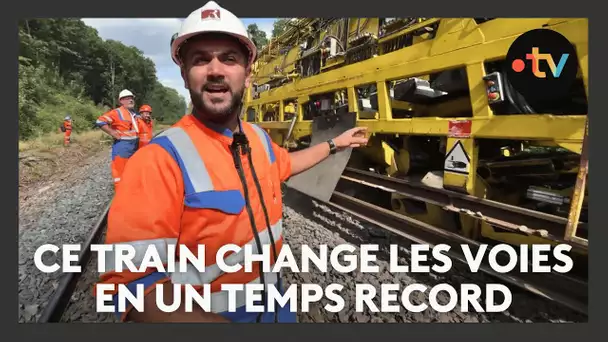 BOA, le train-usine de la SNCF, renouvelle des kilomètres de rails dans le massif des Vosges