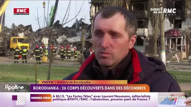 Borodyanka : des habitants recherchent encore leurs proches sous les décombres