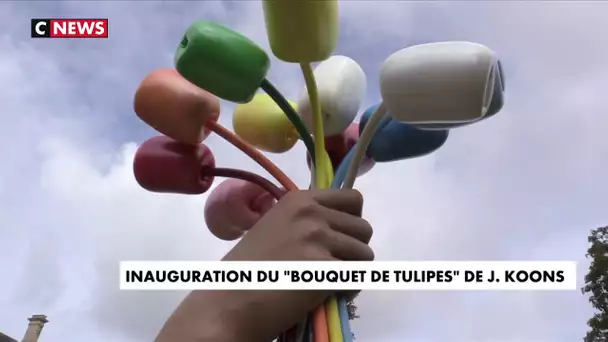 Après les polémiques, le «Bouquet of Tulips» de Jeff Koons inauguré à Paris