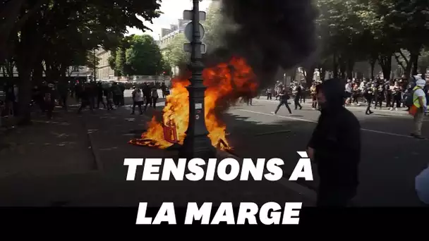 Bus caillassé, palette calcinée... la manifestation des soignants perturbée