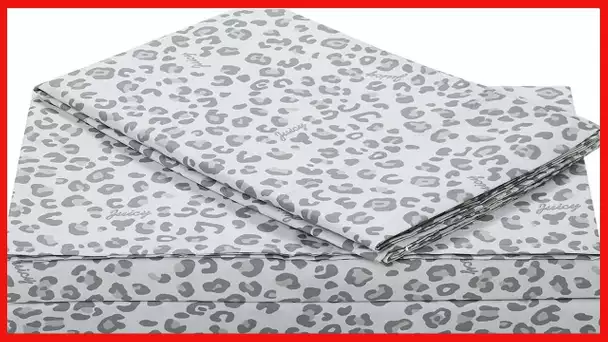 Juicy Couture – Microfiber Sheet Set | Silver Leopard Queen Size Bed Sheets
