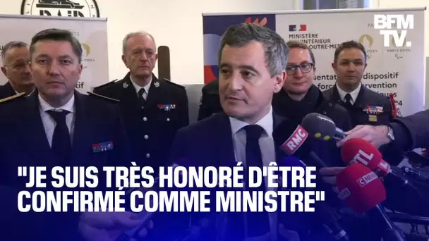 Gérald Darmanin, fraîchement confirmé ministre de l'Intérieur, s'exprime depuis le siège du Raid