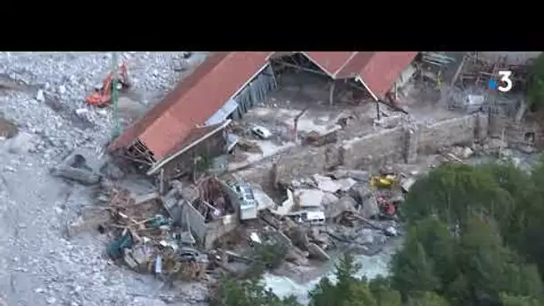 Tempête Alex dans les Alpes-Maritimes : survol de la vallée de la Roya