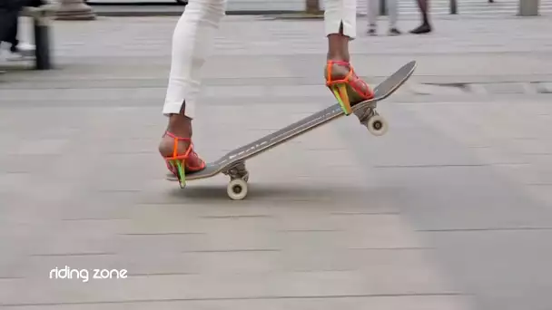 Défi skateboard : Slider sur les champs-élysées en talons