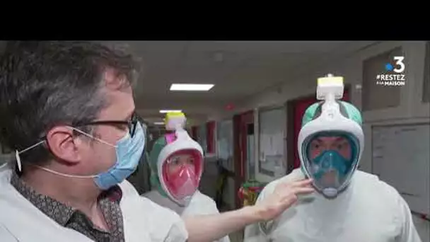 Coronavirus : au CHU de Brest, les soignants équipés de masques Décathlon adaptés