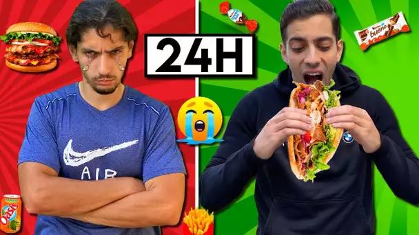 JE MANGE DES REPAS DE LA HESS PENDANT 24H ! 🍔🍟 ( Avec ma soeur)