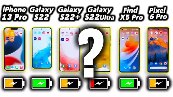 Test Batterie : iPhone 13 Pro Max vs Galaxy S22 Ultra, S22+, S22 vs Pixel 6 Pro vs Find X5 Pro !