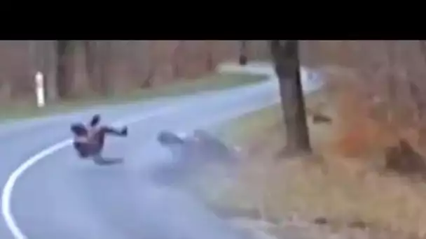 GROSSE CHUTE à moto d&#039;un gendarme apprenti !