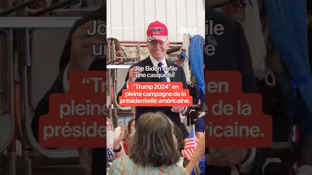 Pour le symbole, Joe Biden enfile une casquette "Trump 2024"
