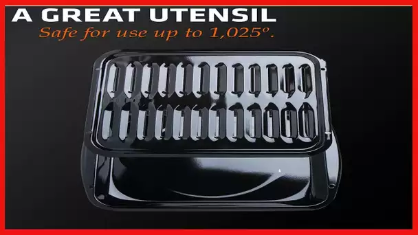 Range Kleen Broiler Pans for Ovens - BP102X 2 Pc Black Porcelain Coated Steel Oven Broiler Pan