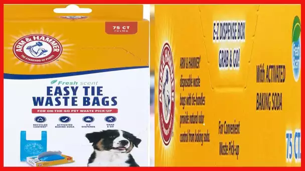 ARM & HAMMER 71041 Easy-Tie Waste Bags, Blue, 75-Pack