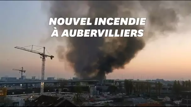 Incendie à Aubervilliers, une colonne de fumée noire visible depuis l'A86