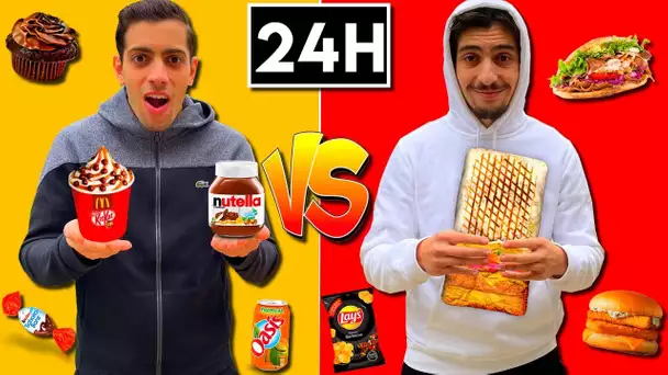 ON MANGE SUCRÉ VS SALÉ PENDANT 24H ! 🍕🤩 ( Tacos,Chocolat...)