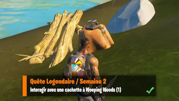 "INTERAGIR AVEC UNE CACHETTE À WEEPING WOODS" ! (FORTNITE DEFIS SEMAINE 2 SAISON 7)