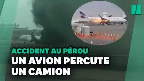Au Pérou,  un avion au décollage percute un camion et prend feu