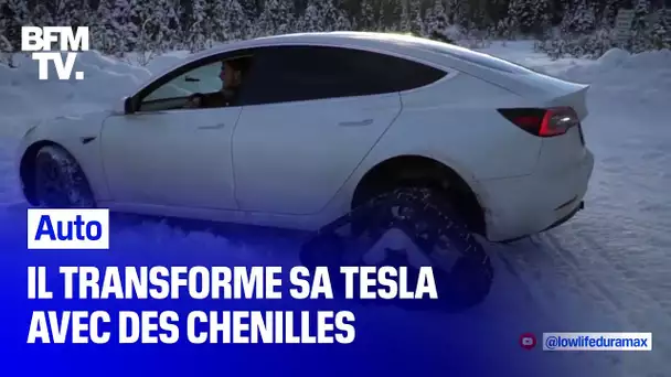 Un Canadien customise sa Tesla avec des chenilles pour rouler sur la neige