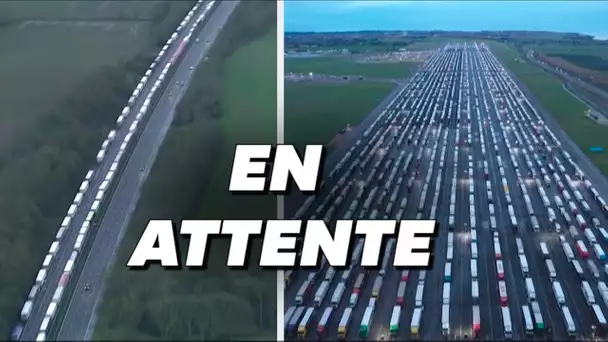 Les images impressionnantes des routiers bloqués aux frontières entre la France et la Grande-Breta