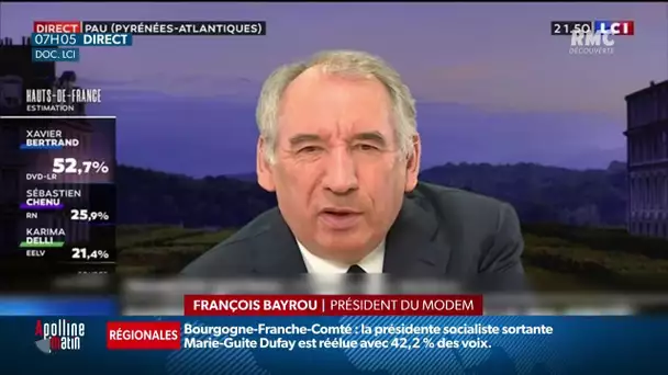 Régionales: "C'est un coup de semonce pour la majorité", admet François Bayrou