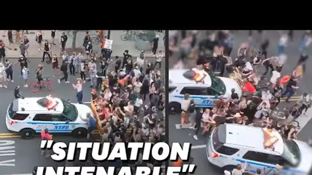 Manifestations pour George Flyod: À New York, une voiture de police fonce dans une foule