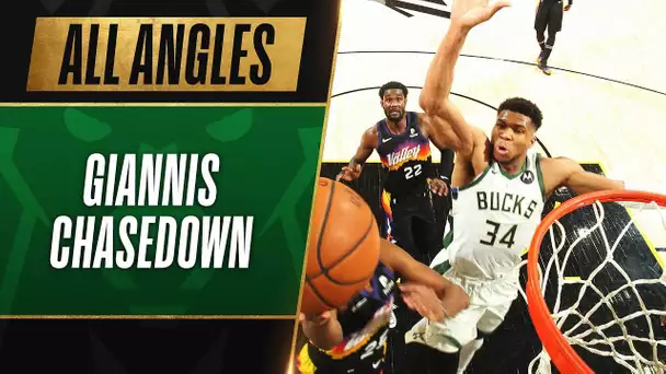 ALL ANGLES: 🚨 GIANNIS SKIES IN FOR HUGE CHASEDOWN BLOCK GAME 1 VS SUNS! 🚨 #NBAFinals