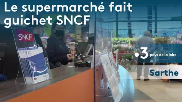 A Beaumont sur Sarth, le Super U vend des billets SNCF