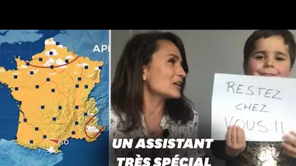 Pendant le confinement, elle présente la météo avec son fils