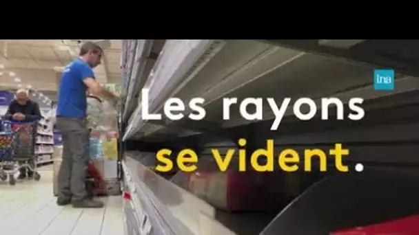 Début du Covid-19, les supermarchés pris d'assaut | Franceinfo INA