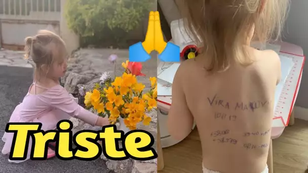 Une Ukrainienne écrit son numéro sur le dos de sa fille pour ne pas la perdre