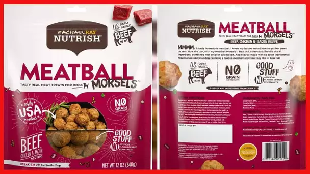 Rachael Ray Nutrish Meatball Morsels Real Meat Dog Treats, Beef, Chicken & Bacon Recipe, 12 Ounces