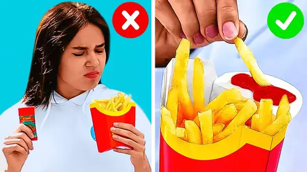 ASTUCES BRILLANTES POUR LE FAST-FOOD || ASTUCES COOLS AVEC TA NOURRITURE PRÉFÉRÉE