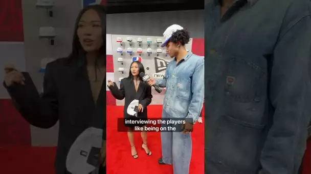 Jared McCain & Suni Lee catch up after talking to NBA draft prospects on the red carpet