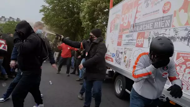 Des militants CGT attaqués par des manifestants dans le cortège du 1er mai