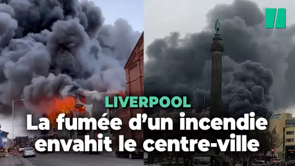 À Liverpool, un incendie impressionnant engloutit un immeuble du centre-ville