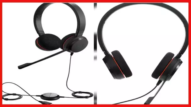 Jabra Evolve 20 UC Stereo Wired Headset / Music Headphones (U.S. Retail Packaging), Black