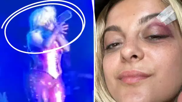 La chanteuse Bebe Rexha s’effondre sur scène après avoir reçu un téléphone en pleine tête