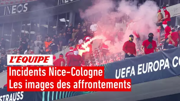 Nice-Cologne : Les images des affrontements en tribunes, un "supporter parisien" grièvement blessé