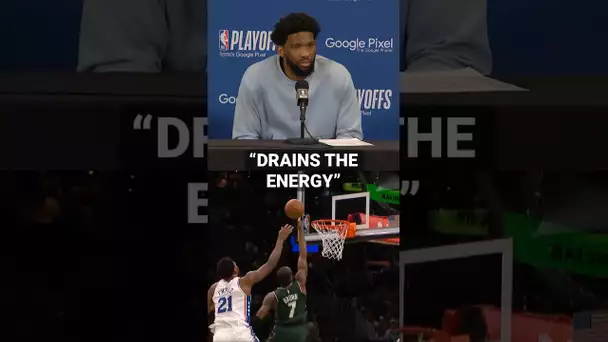 “Drains the energy from the crowd” - Joel Embiid On His CHASEDOWN BLOCK In Game 4! 🗣 | #Shorts
