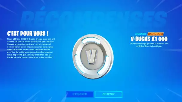 1000 V-BUCKS GRATUITS ! POURQUOI VOUS LES AVEZ (OU PAS) REÇU ! (FORTNITE NEWS)