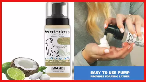 Wahl Pet Friendly Waterless No Rinse Shampoo for Animals – Oatmeal & Coconut Lime Verbena
